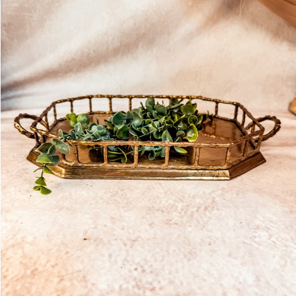 Faux-Bamboo Brass Tray